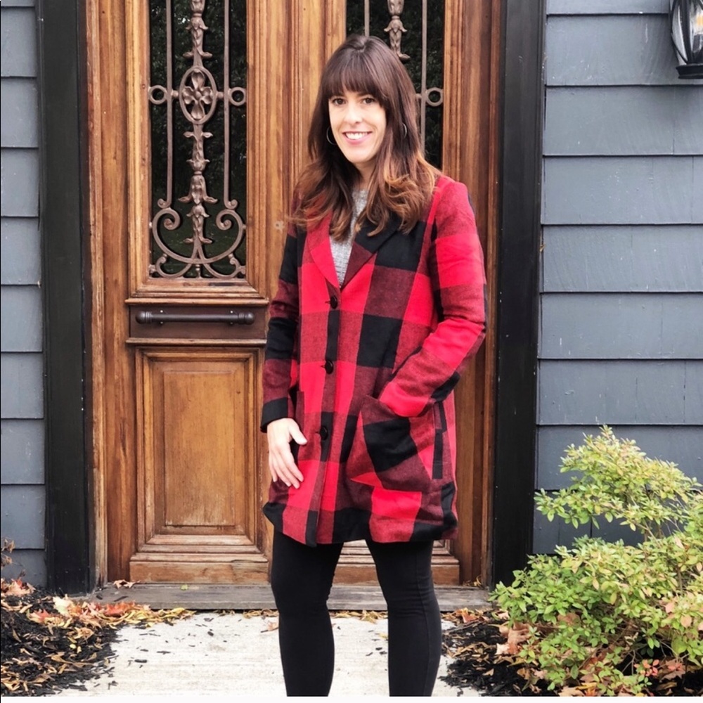 Last One (Small)! Buffalo Plaid Red and Black Coat - Picture 2 of 5